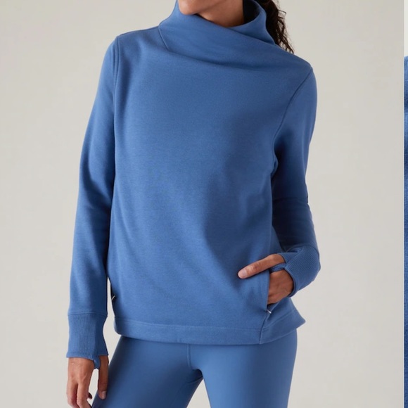 Athleta Sweaters - COZY KARMA TWIST NECK SWEATSHIRT Small Teal